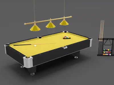 8 Ball Pool Table Setting Yellow 3D model