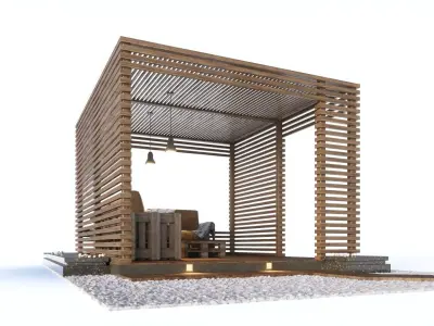 Loft style wooden arbor 3D model