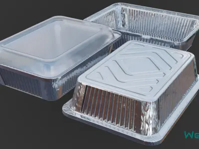 Aluminum Food Containers with Lids Low-poly 3D model