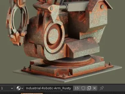 Rigged Industrial Robot Arm Rusty Version Low-poly 3D model