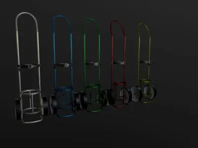 Tank  Balloon  Cylinder  Barrel  with  Cart  Free low-poly 3D model