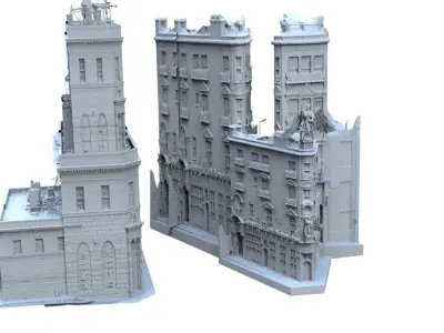 City High Street with Angel hotel 3D model