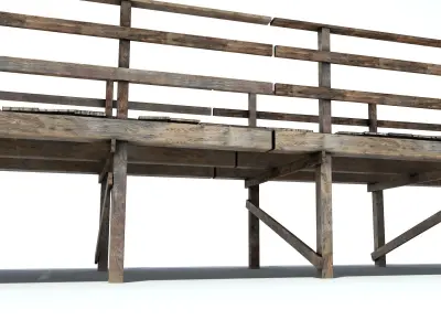 Low Poly Old Wooden Bridge Low-poly 3D model