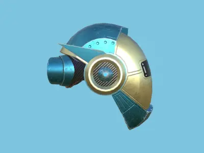 SciFi Helmet 05 - Blue Gold Iron - Character Design Fashion Low-poly 3D model