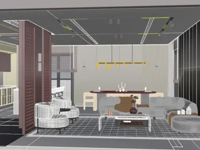 Modern Interior Living Scene 3D model