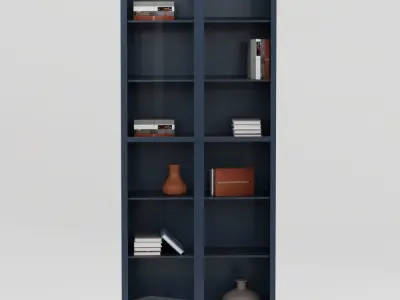 Bookcase with glass doors dark blue 3D model