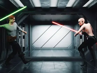 Jedi vs Sith Scene and T Pose Rigged Character 3D model