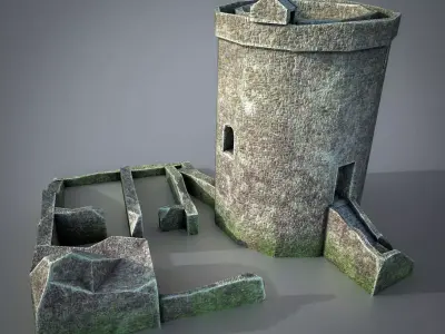 Orchardton Tower Low-poly 3D model