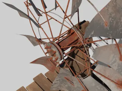 old wooden Windmill 4k pbr textures Low-poly 3D model