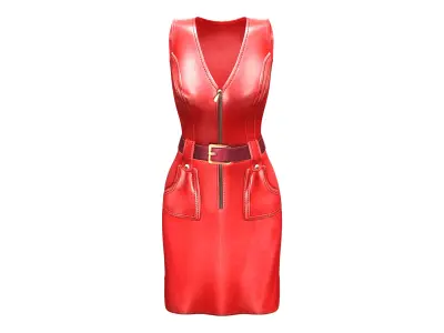 Leather Pockets Dress Low-poly 3D model