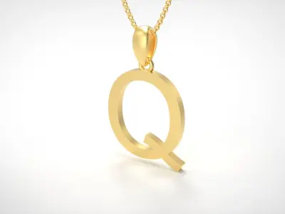 Model 624 Classic Initial Light Q Letter 3D print model