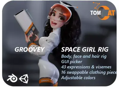 Groovy Space Girl - Rigged character for Blender and Unity Low-poly 3D model