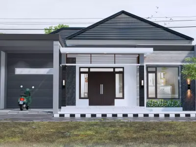 Minimalist Modern House one floor Full Interior Furniture 3D model