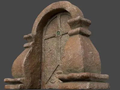 RedStone Door with Ornaments Low-poly 3D model