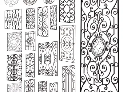 20 Wrought Iron Fence 3D model