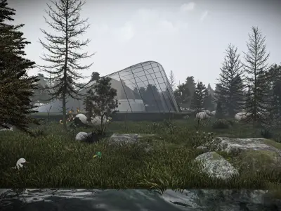 Parametric Organic Pavilion House Exterior Architectural Scene Low-poly 3D model