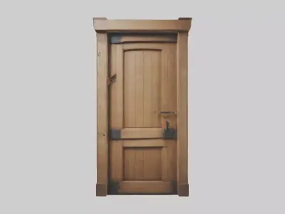 Wooden door Model Low-poly 3D model