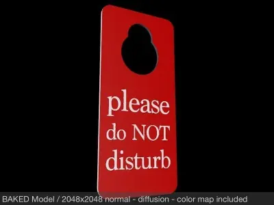 Hotel Room Door Handle Latch Sign Low-poly 3D model