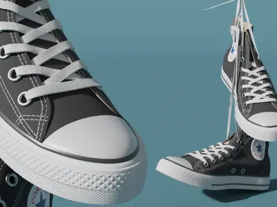  Converse All Star Black Sneakers Suspended by Laces 