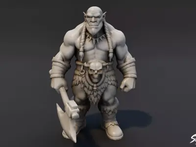 Ogre Warrior Front Guard Statue Low-poly 3D model