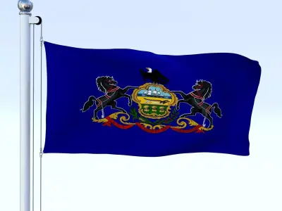 Animated Pennsylvania Flag Low-poly 3D model