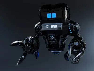 Cute Space Robot Rigged G-58 Black 3D model