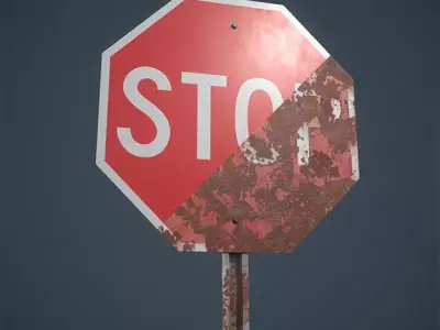 Stop Sign Low-poly 3D model