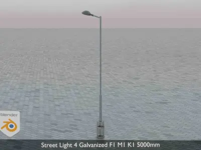 Street Light 4 Galvanized F1 M1 K1 5000mm  Low-poly 3D model