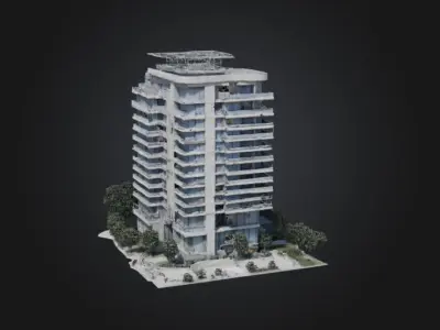 Post Apocalyptic abandoned residential building 3D model