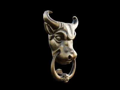 Bull Head Door Knocker Low Poly Ready For Game Low-poly 3D model
