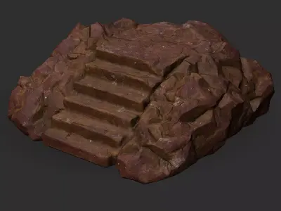 stairs stone 03 Low-poly 3D model