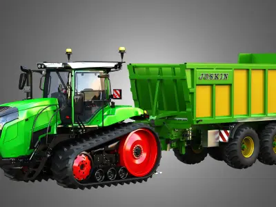 Fendt - MT900 Tractor with Drakkar 6600 Trailer 3D Model Pack