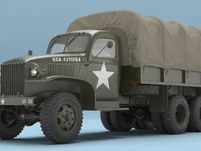  GMC CCKW-353 Military Cargo Truck with Canvas Cover Green Vintage 