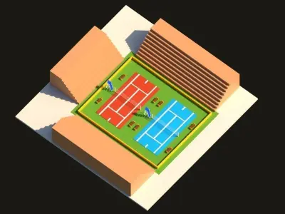 Low Poly Stadium Pack Low-poly 3D model