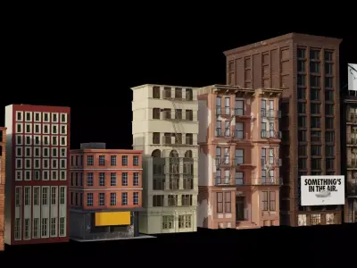 City Buildings in blender Low-poly 3D model