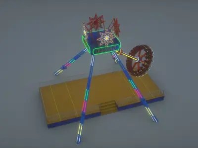 3D Funfair Crazy Vertical Rider model 3D model