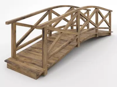 Bridge with handrails Low-poly 3D model