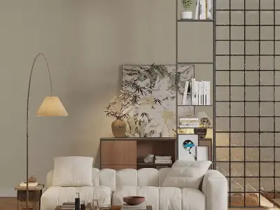 modern wabi-sabi style living room 3D model