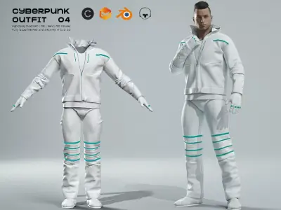 Cyberpunk Outfit 04  Clo3D Marvelous Designer Blend Obj 3D model 3D model