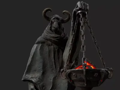 Dark Statue Low-poly 3D model