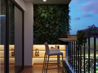 Balcony of apartment at night 3D model