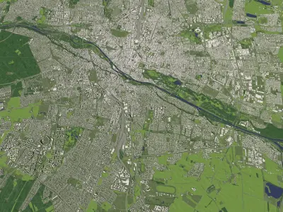 Munich Germany in 20 km x 20 km - city and urban 3D model