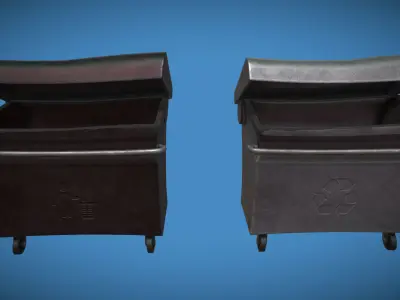 Stylized London UK Trash Bin and Recycle Bin Low-poly 3D model
