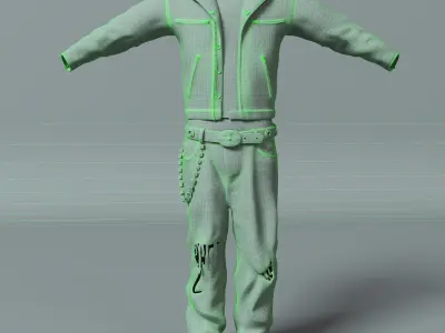 Punk Street Outfit  No15 Low-poly 3D model