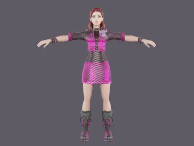 Cyber Cute Girl Low-poly 3D model
