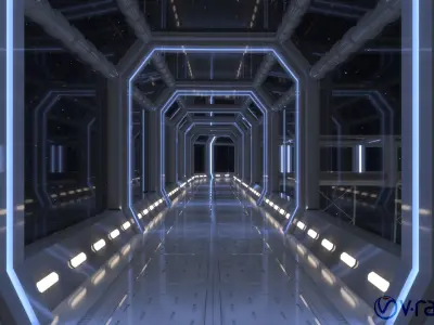 Modular Corridor V2 Low-poly 3D model