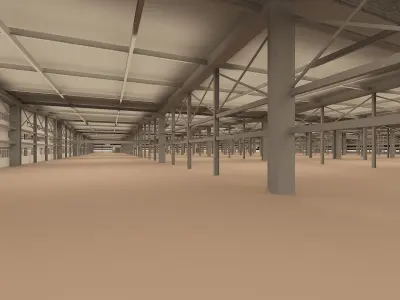 factory warehouse  low poly model free download 3D model