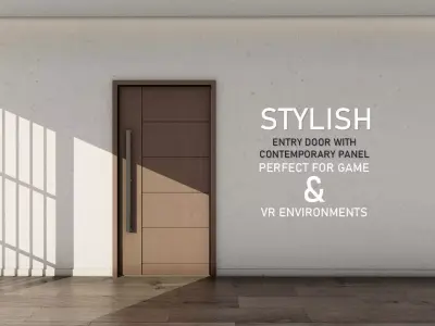 Stylish Entry Door with Contemporary Panel Design 16 Low-poly 3D model