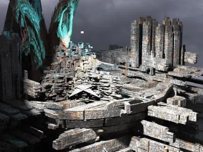 Dragon Sci fi City Construction Towers   3D model
