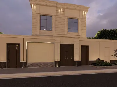 Classic Residential Villa SketchUp Model Night Render Included 3D model